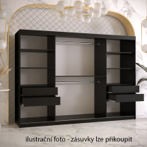 Šatní skříň Kair 2 | 250 cm | černá/jasan světlý