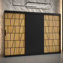Šatní skříň Lima | 250 cm | černá/jasan