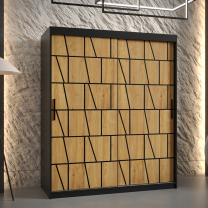 Šatní skříň Lima 1 | 150 cm | černá/jasan