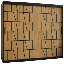 Šatní skříň Lima 1 | 200 cm | černá/jasan
