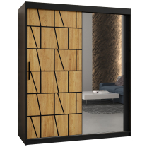 Šatní skříň Lima 2 | 150 cm | černá/jasan