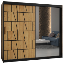 Šatní skříň Lima 2 | 200 cm | černá/jasan