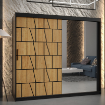 Šatní skříň Lima 2 | 200 cm | černá/jasan
