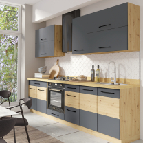 Kuchyňská linka INFINITY s | 275 cm | s pracovní deskou a soklem | artisan/šedá mat