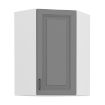 STILO bs | horní skříňka 60x60 GN-90 1F rohová se 3 policemi | 60x60 cm | bílá/šedá | UNI dvířka