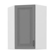 STILO bs | horní skříňka 60x60 GN-90 1F rohová se 3 policemi | 60x60 cm | bílá/šedá | UNI dvířka