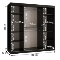 Šatní skříň Bluszcz 2 | 180 cm | černá