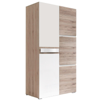 PASSIONATA | šatní skříň PS1 | 90 cm | san remo světlé/tmavé/bílá lesk