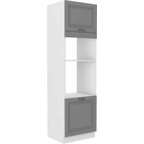 STILO bs | vysoká skříňka 60DPM-210 2F na vestavnou troubu a mikrovlnku | 60 cm | bílá/šedá | UNI dv