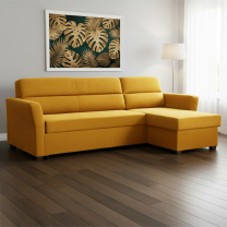 Malá sedací souprava LIVIA | 228x157 cm | PRAVÁ | rozkládací na každodenní spaní | VÝBĚR TKANIN