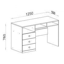 PIXEL | psací stůl PX8 | 125 cm | se zásuvkami | dub/bílá lux/šedá