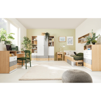 PIXEL | TV stolek PX11 | 120 cm | se zásuvkami | dub/bílá lux/šedá
