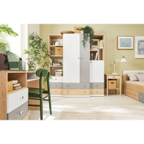 PIXEL | TV stolek PX11 | 120 cm | se zásuvkami | dub/bílá lux/šedá