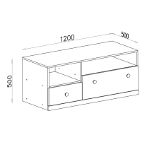 PIXEL | TV stolek PX11 | 120 cm | se zásuvkami | dub/bílá lux/šedá