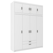 Šatní skříň ELENA 4D 2S + nástavec | 176,3 cm | bílá