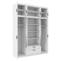 Šatní skříň ELENA 4D + zrcadlo + nástavec | 176,3 cm | bílá