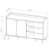 VASINA | komoda K2D3SZ | VS-01 | 150 cm | dub brandy castello