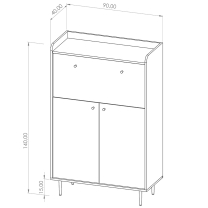 VASINA | komoda KB90 | VS-03 | 90 cm | dub brandy castello