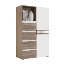 Obývací stěna PASSIONATA | 300 cm | sestava B + LED + komoda | san remo/bílá lesk | AKCE