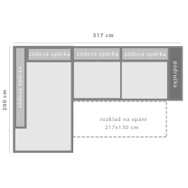 Sedací souprava BOLZANO | 200x317 cm | rozkládací + úložný prostor | levá | VÝBĚR TKANIN