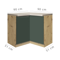 GLAMOUR z | dolní skříňka GLA-16D rohová | 90x90 cm | zelená mat