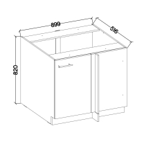 STILO bb | dolní skříňka 105ND 1F rohová s policí | 105x60 cm | bílá/bílá mat | UNI dvířka