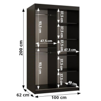 Šatní skříň Paproč 2 | 100 cm | černá
