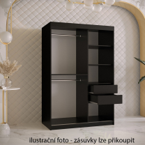 Šatní skříň Paproč 2 | 120 cm | černá