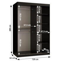 Šatní skříň Paproč 2 | 120 cm | černá