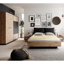 Ložnice NEST | 5 dílů + LED osvětlení + rošt s plynovými písty + KVALITNÍ MATRACE | POSLEDNÍ KUS