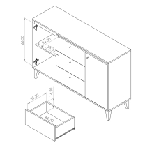 OVIEDO | komoda K2D3SZ | 135 cm | bílá/san remo světlé