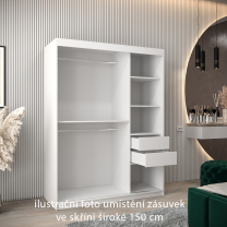 Zásuvky do skříní širokých 120 až 200 cm | sada 2 ks | bílá | pro vybrané posuvné skříně
