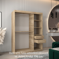 Zásuvky do skříní širokých 120 až 200 cm | sada 2 ks | sonoma | pro vybrané posuvné skříně