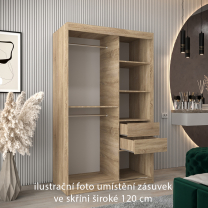Zásuvky do skříní širokých 120 až 200 cm | sada 2 ks | sonoma | pro vybrané posuvné skříně