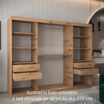 Zásuvky do skříní širokých 250 cm | sada 2 ks | artisan | pro vybrané posuvné skříně