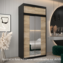 Nástavec | 120x40x62 cm | černá/sonoma | pro vybrané posuvné skříně
