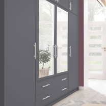 SMART a | šatní skříň SRL2 + nástavec SRN2 + zrcadlo | 150 cm | antracit