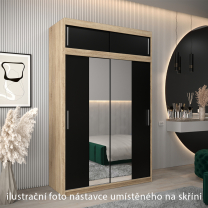 Nástavec | 150x40x62 cm | sonoma/černá | pro vybrané posuvné skříně
