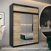 Nástavec | 180x40x62 cm | černá/sonoma | pro posuvné skříně