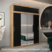 Nástavec | 180x40x62 cm | artisan/černá | pro vybrané posuvné skříně