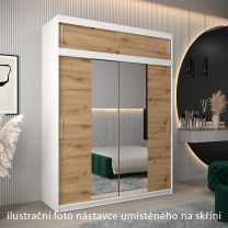 Nástavec | 180x40x62 cm | bílá/artisan | pro posuvné skříně