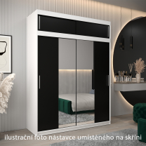 Nástavec | 180x40x62 cm | bílá/černá | pro vybrané posuvné skříně