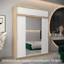 Nástavec | 180x40x62 cm | sonoma/bílá | pro posuvné skříně