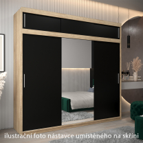 Nástavec | 250x40x62 cm | sonoma/černá | pro posuvné skříně