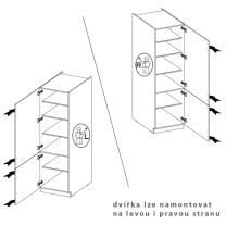 STILO bb | vysoká skříňka 60DK-210 2F potravinová | 60 cm | bílá mat | UNI dvířka