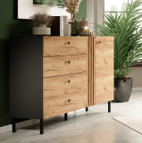 DECO | komoda D4S | 138 cm | kraft zlatý/antracit