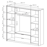 MILTON l | šatní skříň | 223,2 cm | kaštan/antracit
