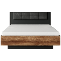 MILTON l | dvoulůžko 160x200 | + LED + rošt + KVALITNÍ MATRACE + noční stolky | kaštan/antracit