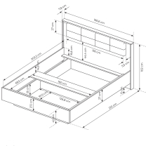 MILTON l | dvoulůžko 160x200 | + LED + rošt + KVALITNÍ MATRACE + noční stolky | kaštan/antracit