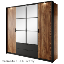 Ložnice MILTON l | 5 dílů + LED osvětlení + rošt + KVALITNÍ MATRACE | kaštan/antracit